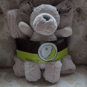 A New Children's Faux Fur Blankie With A Plush Bear To Cuddle With.  Beige